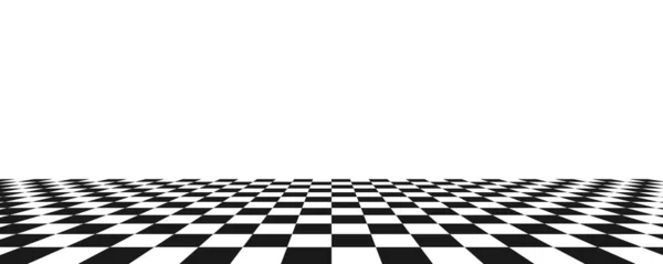 Schaken Perspectief Vloer Achtergrond Zwart Wit Schaakbord Perspectief Vloerstructuur Het — Stockvector