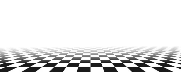 Schackperspektivets Bakgrund Svartvitt Schackbräde Perspektiv Golv Struktur Kontrollbordets Yta Bleknar — Stock vektor