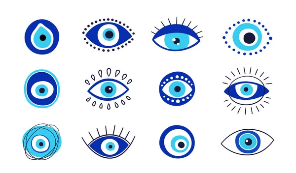 Ikonen Des Bösen Blicks Türkische Oder Griechische Augensymbole Griechenland Ethnische — Stockvektor