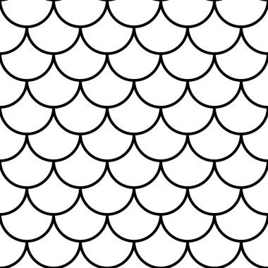 Balık, deniz kızı, ejderha pulları pürüzsüz desen. Denizkızı kuyruğu deseni. Balık ve yılan ölçekli arka plan. Soyut Japon geometrik çizgisi su dalgası ve çatı kiremitleri. Vektör illüstrasyonu.