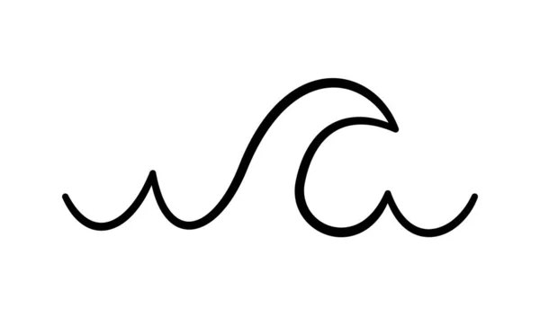 Doodle Zeegolf Icoon Met Hand Getrokken Eenvoudige Golvende Lijn Zeestorm — Stockvector