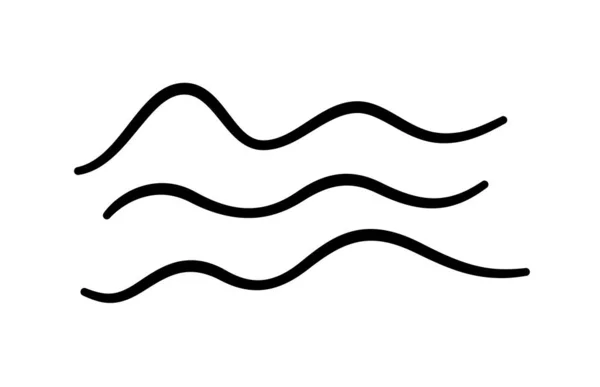 Ikona Mořské Vlny Ručně Kreslená Jednoduchá Vlnitá Čára Ikona Čmáranice — Stockový vektor