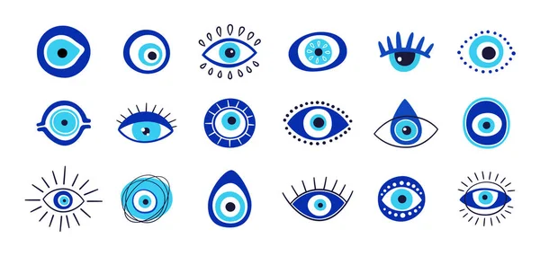 Ikonen Des Bösen Blicks Türkische Oder Griechische Augensymbole Griechenland Ethnische — Stockvektor