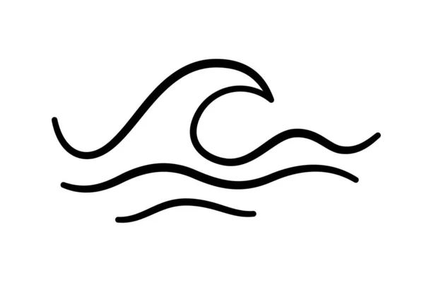 Значок Морской Волны Ручная Нарисованная Простая Волнистая Линия Икона Морской — стоковый вектор