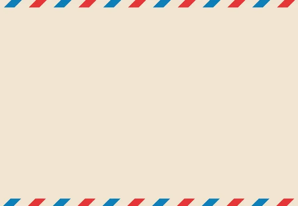 白い背景に青と赤のストライプの航空便の封筒フレーム 国際ヴィンテージ文字の国境 レトロな航空便のポストカード 空の封筒だ 紙背景に独立したベクターイラスト — ストックベクタ