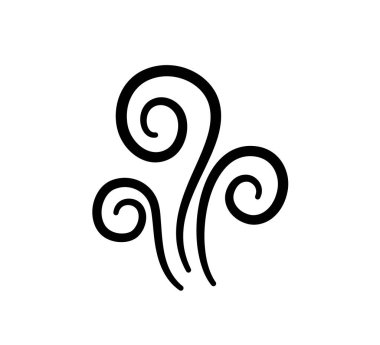 Duman ikonu. Su buharı sembolü. Elle çizilmiş sıcak buhar. Çizgi hava kokusu sembolü. Duman dumanı ikonu. Vektör illüstrasyonu beyaz arkaplanda izole edildi.