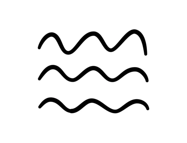 Doodle Meereswellen Ikone Von Hand Gezeichnete Einfache Wellenlinie Seesturm Kritzelsymbol — Stockvektor