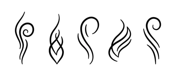 Doodle Füst Ikonok Beállítva Vízgőz Szimbólumok Kézzel Rajzolt Forró Gőzök — Stock Vector