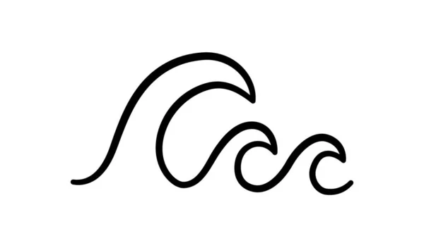 Doodle Zeegolf Icoon Met Hand Getrokken Eenvoudige Golvende Lijn Zeestorm — Stockvector