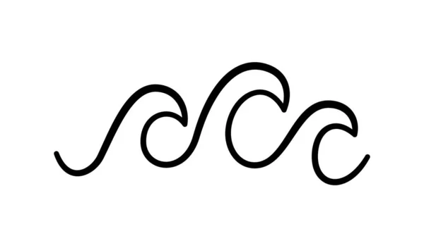 Doodle Sea Wave Icon Hand Drawn Simple Wavy Line Sea — Stock Vector