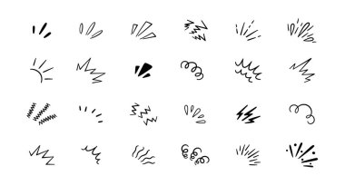 Radyal çizgi ışınlarını karala. El çizimi köşe parlaklığı. Güneş patlaması elementi. Güneş patlaması ikonu. Patlama çerçevesi. Fikir ve ünlem sembolü. Vektör illüstrasyonu beyaz arkaplanda izole edildi.
