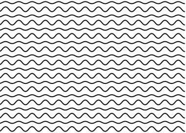 Dalga çizgisi kusursuz desen. Dalgalı ince çizgili desen. Siyah yatay su eğrisi dokusu. Basit tek renkli siyah beyaz arkaplan. Düzenlenebilir felç. Vektör illüstrasyonu.