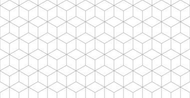 İzometrik küp ızgarası dikişsiz desen. Düzenlenebilir darbelerle izometrik ızgara. Kübik altıgen dokusu. Rhombus 'un ağ geçmişi. Geometrik kare desen. Beyaz arkaplanda vektör illüstrasyonu.