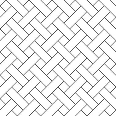 Hasır geometrik kusursuz desen. Çizgi bambu sepet dokusu. Basit bir soyut model. Ahşap parke arka planı. Örgü arka plan. Beyaz arkaplanda vektör illüstrasyonu.