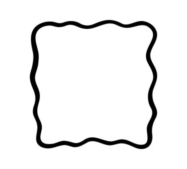 Doodle dalgası eğrisi kenar çerçevesi. El yapımı dalgalı dikdörtgen kenar. Kareli fırça kare resim çerçevesi çizdi. Vektör illüstrasyonu beyaz arkaplanda izole edildi.