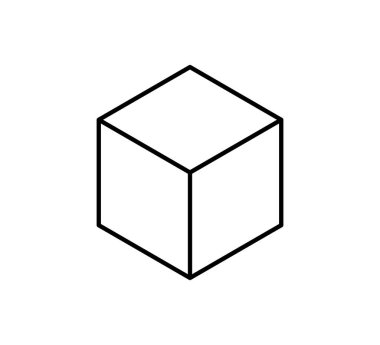 İzometrik küp çizgi simgesi. Üç boyutlu kutu. Kara blok sembolü. 3D kare blok. İzometrik kübik şekil simgesi. Vektör illüstrasyonu beyaz arkaplanda izole edildi.