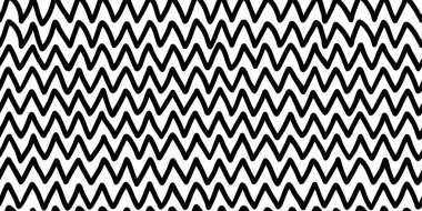 Doodle zig zag kusursuz desen. Soyut siyah yatay el, zigzag çizgileri çiziyor. Geometrik tekrarlayan çizgiler. Dalgalı kumaş dokusu. Beyaz arkaplanda vektör illüstrasyonu.