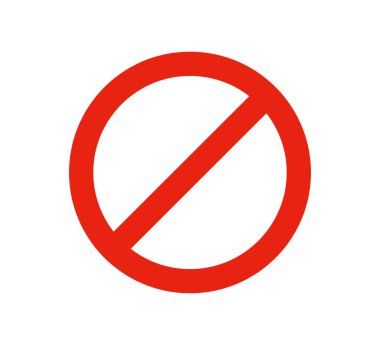 Yasak daire işareti. İçki yasağı ikonu. Yasaklama simgesi. Kırmızı daire ve çapraz çizgi sembolü. Dikkat çerçeve sembolü. Yasak bölge tabelası. Vektör illüstrasyonu beyaz arkaplanda izole edildi.