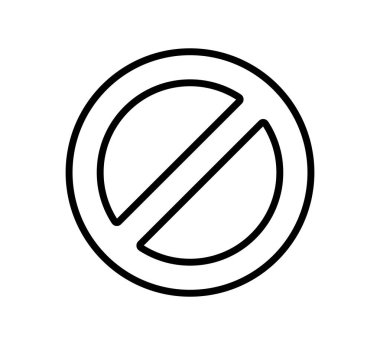 Yasak daire işareti. İçki yasağı ikonu. Yasaklama simgesi. Çemberde çapraz çizgi sembolü var. Dikkat çerçeve sembolü. Yasak bölge tabelası. Vektör illüstrasyonu beyaz arkaplanda izole edildi.