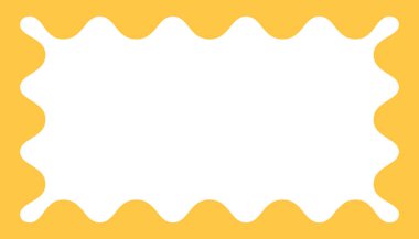 Zigzag dalga eğrisi çerçeve. Dalgalı istiridyeli dikdörtgen kenar. Doodle dikdörtgen resim çerçevesi çizmiş. Boş mesaj kutusu. Garip zigzag tasarım elementi. Vektör illüstrasyonu beyaz arkaplanda izole edildi.