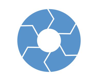 Altı döner ok dairesel hareket halinde. Çember ok kombinasyonu. Dairesel bilgi. Grafik diyagramı. Tasarım elemanı. Vektör illüstrasyonu beyaz arkaplanda izole edildi.