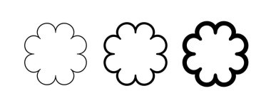 Çember şeklinde istiridyeli çerçeve. Kenarları kıvrımlı, yuvarlak kenarlı. Basit etiket ve etiket formu. Çiçekli siluet dantel çerçeve. Vektör illüstrasyonu beyaz arkaplanda izole edildi.