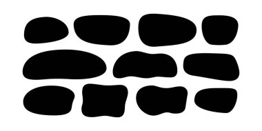 Elle çizilmiş organik dikdörtgen çerçeveler. Soyut karalama sıvısı şekilleri. Organik bembeyaz damlalar. Düzensiz sıvı kabarcıkları. Boş mesaj kutusu. Vektör illüstrasyonu beyaz arkaplanda izole edildi.