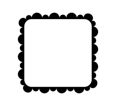 Uçsuz bucaksız kare çerçeve. Basit dikdörtgen istiridyeli kenar. Kumaş dantel desenli çerçeve Şirin eski püskü süs eşyasını tekrar et. Doku kurdelesi. Vektör illüstrasyonu beyaz arkaplanda izole edildi.