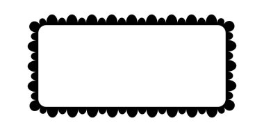 Uçsuz bucaksız kare çerçeve. Basit dikdörtgen istiridyeli kenar. Kumaş dantel desenli çerçeve Şirin eski püskü süs eşyasını tekrar et. Doku kurdelesi. Vektör illüstrasyonu beyaz arkaplanda izole edildi.