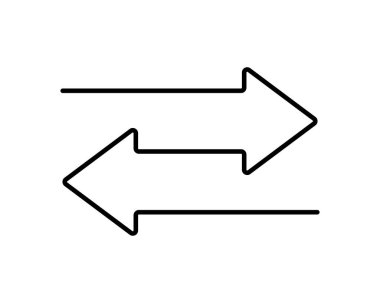 Çift ok simgesini aktar. İki farklı yön sembolü. Satır ok simgesini değiştir. İşareti kaldır. Aktarım sembolü. Vektör illüstrasyonu beyaz arkaplanda izole edildi.