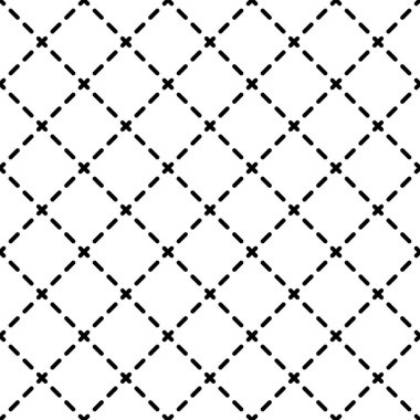 Parçalanmış eşkenar dörtgen geometrik kusursuz desen. Kesişen çapraz çizgiler, kusursuz desenler. Çapraz kareler arka plan. Kare şebeke dokusu. Vektör illüstrasyonu beyaz arkaplanda izole edildi.