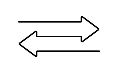 Çift ok simgesini aktar. İki farklı yön sembolü. Satır ok simgesini değiştir. İşareti kaldır. Aktarım sembolü. Vektör illüstrasyonu beyaz arkaplanda izole edildi.