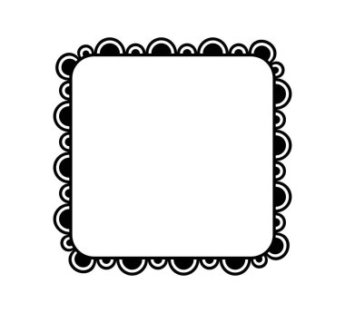 Uçsuz bucaksız kare çerçeve. Basit dikdörtgen istiridyeli kenar. Kumaş dantel desenli çerçeve Şirin eski püskü süs eşyasını tekrar et. Doku kurdelesi. Vektör illüstrasyonu beyaz arkaplanda izole edildi.