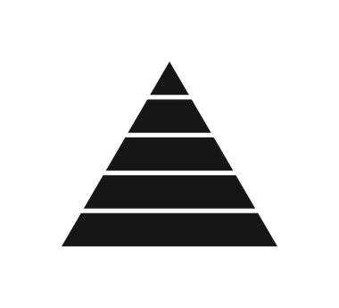 Üçgen piramit seviyeleri. Üçgen piramit çizelgesi. Maslow katman diyagramı. Geliştirme seviyesi bilgisi. İş grafiği. Vektör illüstrasyonu beyaz arkaplanda izole edildi.