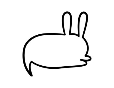 Tavşan evcil hayvan konuşma balonu. Kuyruklu, boş, şirin bir çerçeve. El çizimi karalama çizimi hayvan çerçevesi tasarımı. Tavşan tatlı konuşma balonu. Tavşan sınırı. Beyaz arkaplanda izole edilmiş vektör çizimleri.