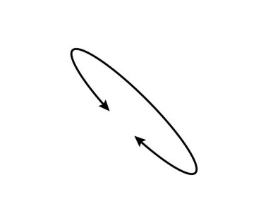 Oval daire çift ok ikonu. Elips yörünge çizgisi ok sembolü. Oval çevre işareti. Vektör illüstrasyonu beyaz arkaplanda izole edildi.