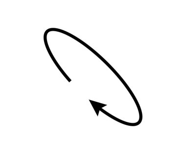 Oval daire ok simgesini döndür. Elips yörünge çizgisi ok sembolü. Oval çevre işareti. Vektör illüstrasyonu beyaz arkaplanda izole edildi.