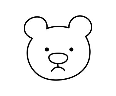 Sevimli karalama üzgün ayı yüzü ikonu. Üzgün üzgün ayı. Teddy Kawaii emojisi. El çizimi hayvan ifadesi. İfade manyağı. Kötü ruh hali. Vektör illüstrasyonu beyaz arkaplanda izole edildi.