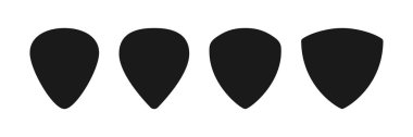Gitar penası şekil ikonu seti. Plectrum işareti. Plastik gitar penası sembolü. Müzik arabulucusu ikonu. Tasarım elemanı. Vektör illüstrasyonu beyaz arkaplanda izole edildi.