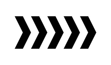 Sembol ok deseni. Sembol şekil çizgisi. Hareket yönü yol çizgisi. Üçgen ok işareti. Tekrar ediyorum, uyarı çizgili. Geçiş simgesi. Tasarım elemanı. Vektör illüstrasyonu beyaz arkaplanda izole edildi.