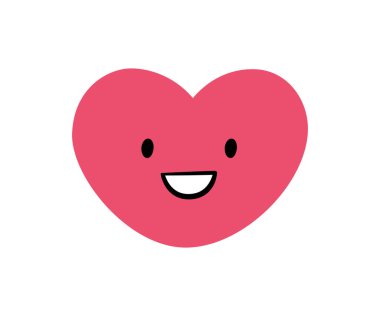 Sevimli karalama mutlu kalp ikonu. Gülen kalp. Kawaii emojisine bayılırım. El çizimi romantik ifade. Keyfin yerinde. İfade aşkı şekli. Vektör illüstrasyonu beyaz arkaplanda izole edildi.