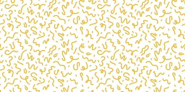 Makarna kusursuz desen. İtalyan spagetti arka planı. Sarı Japon ramen tasarımı. Çin eriştesi deseni. Dalgalı çizgi deseni. Elle çizilmiş yiyecek bongu. Vektör illüstrasyonu beyaz arkaplanda izole edildi.