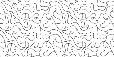 Makarna kusursuz desen. İtalyan spagetti arka planı. Kavisli Japon ramen tasarımı. Çin eriştesi deseni. Dalgalı çizgi deseni. Elle çizilmiş yiyecek bongu. Vektör illüstrasyonu beyaz arkaplanda izole edildi.