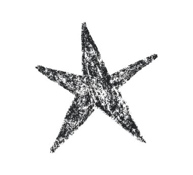 Pastel yıldız çizimi. Doodle tebeşir yıldızı sembolü. El çizimi çocuksu pastel tasarım elementi. Pastel boya dokusu parlıyor. Kalem taslak ikonu. Beyaz arkaplanda vektör illüstrasyonu.