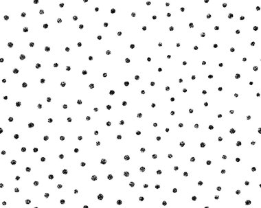 Boya kalemi, noktasız desen. Güzel karalama polkadot dokusu. El çizimi tebeşir karalaması yuvarlak şekil arkaplan. Yavru çocuklar kusursuz kalıplar. Vektör illüstrasyonu beyaz arkaplanda izole edildi.