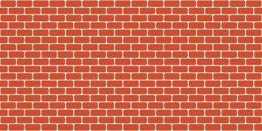 Tuğla duvar pürüzsüz desen. Duvardaki tuğladan bir arka plan. Kırmızı duvar kağıdı dokusu. Fayans yüzeyi inşa ediliyor. Yuvarlak köşeli dikdörtgen blok. Klasik soyut vektör çizimi.