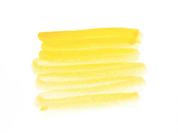 Soyut Sarı Suluboya Beyaz Kağıt Zemin Üzerinde Fırçalanmış Boya Tasarım — Stok fotoğraf