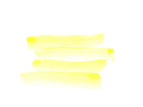 Soyut Sarı Suluboya Beyaz Kağıt Zemin Üzerinde Fırçalanmış Boya Tasarım — Stok fotoğraf