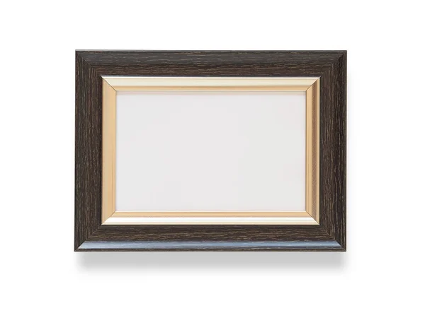 Wooden Rectangle Border Photo Frame Isolated White Background — Stock Photo, Image