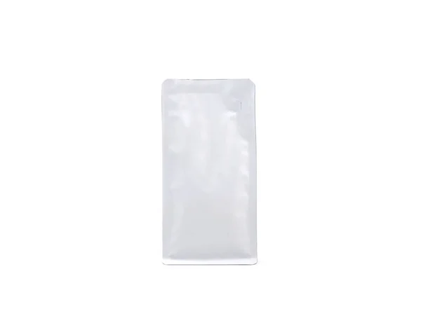 Συσκευασία Χάρτινης Τσάντας Φερμουάρ Για Ψητά Φασόλια Καφέ Λευκό Φόντο — Φωτογραφία Αρχείου